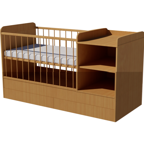 Lili combi cot 120x70 in beech color, with bedding storage Lili combi cot 120x70 in beech color, with bedding storage