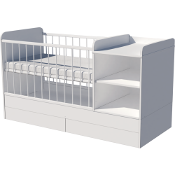 Lili combi cot 120x60 in white with bedding storage Lili combi cot 120x60 in white with bedding storage