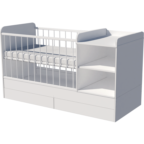 Lili combi cot 120x70 in white with bedding storage Lili combi cot 120x70 in white with bedding storage