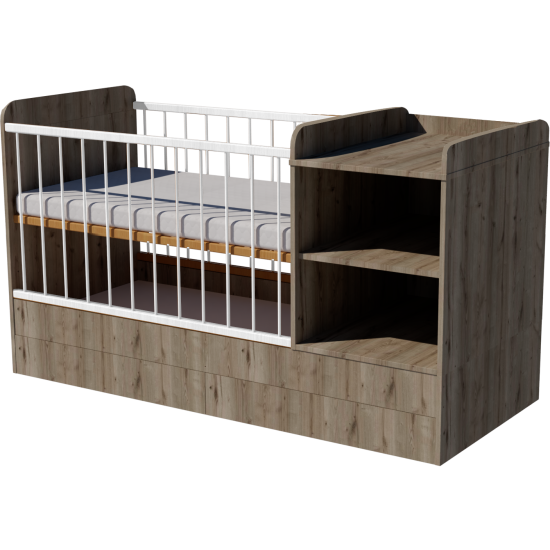 Lili combi cot 120x60 in chestnut, with bedding tray Lili combi cot 120x60 in chestnut, with bedding tray