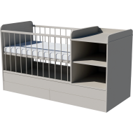 Lili combi cot 120x70 in gray with bedding holder