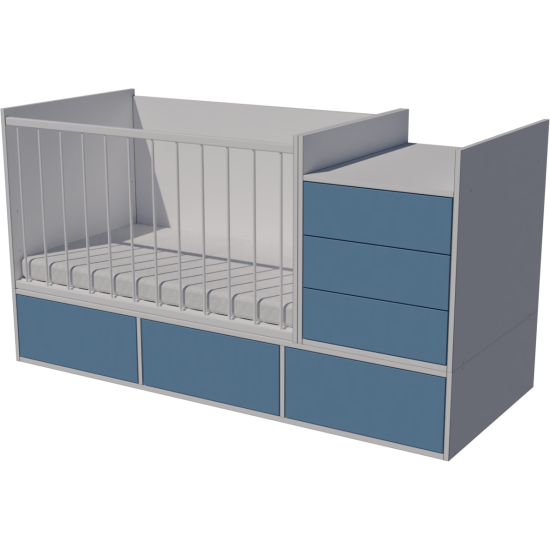 Gina combi cot 120x70 in white and blue Gina combi cot 120x70 in white and blue