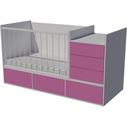 Gina combi cot 120x70 in white and pink Gina combi cot 120x70 in white and pink