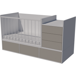 Gina combi cot 120x70 in white and gray Gina combi cot 120x70 in white and gray
