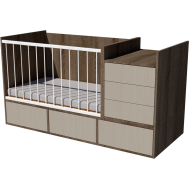 Gina combi cot 120x70 in dark sonoma-birch color