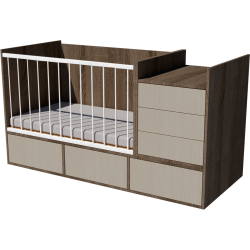 Gina combi cot 120x70 in dark sonoma-birch color Gina combi cot 120x70 in dark sonoma-birch color