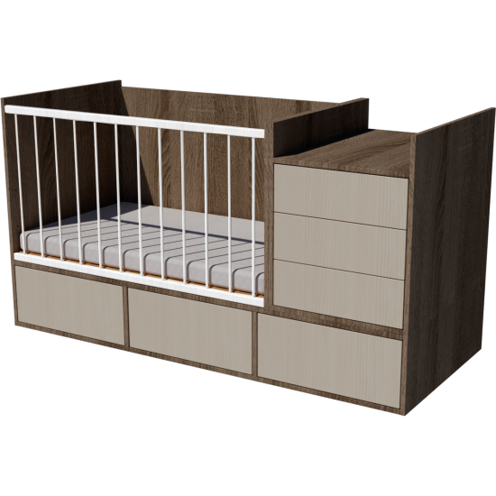 Gina combi cot 120x70 in dark sonoma-birch color Gina combi cot 120x70 in dark sonoma-birch color
