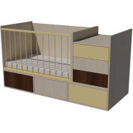 Gina combi cot bed 120x70 in birch-vanilla-mocha