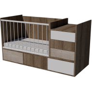 Gina combi cot 120x70 in dark sonoma-white-desmond