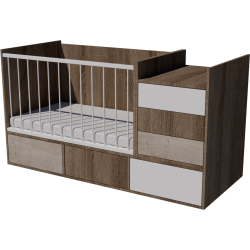 Gina combi cot 120x70 in dark sonoma-white-desmond Gina combi cot 120x70 in dark sonoma-white-desmond