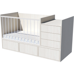Gina combi cot 120x70 in white birch color Gina combi cot 120x70 in white birch color