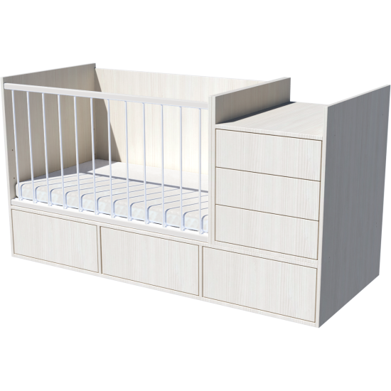 Gina combi cot 120x70 in white birch color Gina combi cot 120x70 in white birch color