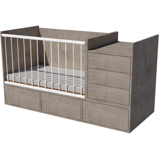 Gina combi cot 120x70 in silver oak color Gina combi cot 120x70 in silver oak color