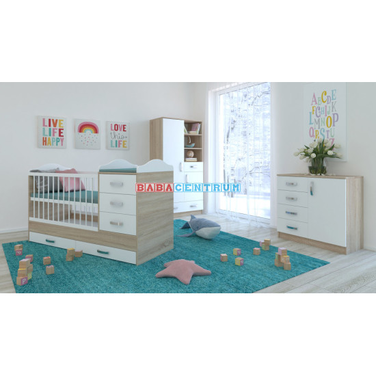 Zora nursery (Tomi changing table, Geri wardrobe, Reni combi cot 120x60) Zora nursery (Tomi changing table, Geri wardrobe, Reni combi cot 120x60)