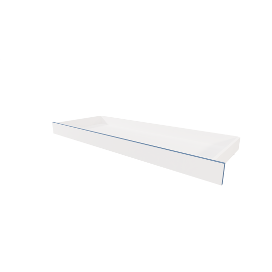 Bedding storage unit in White, with blue edging