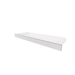 Bedding storage in light grey, with blue edging