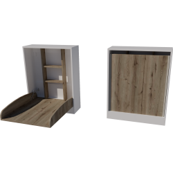 Wall-mounted changing table, dimensions: 66x83x84. White-chestnut color. Wall-mounted changing table, dimensions: 66x83x84. White-chestnut color.