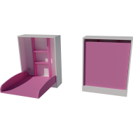 Wall-mounted changing table, dimensions: 66x83x84. White and pink.