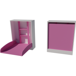 Wall-mounted changing table, dimensions: 66x83x84. White and pink. Wall-mounted changing table, dimensions: 66x83x84. White and pink.