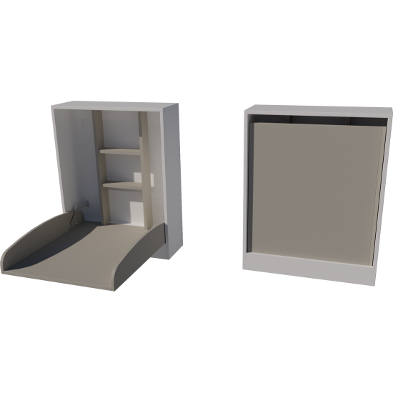 Wall-mounted changing table, dimensions: 66x83x84. White and gray. Wall-mounted changing table, dimensions: 66x83x84. White and gray.