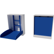 Wall-mounted changing table, dimensions: 66x83x84. White and blue.