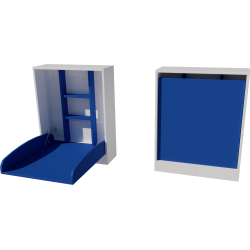 Wall-mounted changing table, dimensions: 66x83x84. White and blue. Wall-mounted changing table, dimensions: 66x83x84. White and blue.