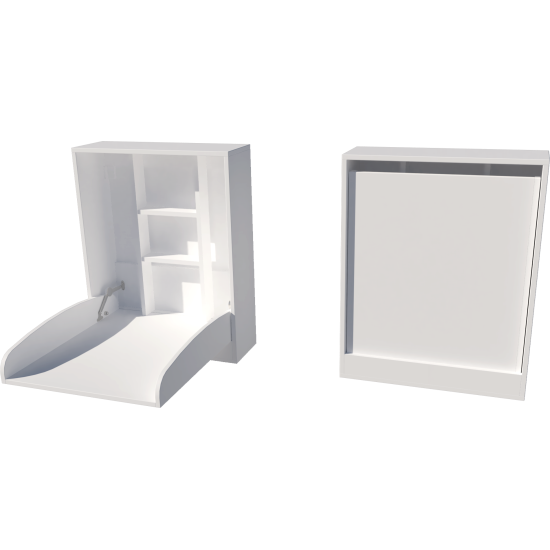 Wall-mounted changing table, size 66x83x84. White color.