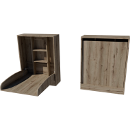 Wall-mounted changing table, dimensions: 66x83x84. Chestnut color.