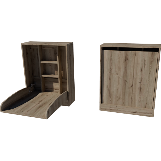 Wall-mounted changing table, dimensions: 66x83x84. Chestnut color. Wall-mounted changing table, dimensions: 66x83x84. Chestnut color.