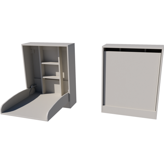 Wall-mounted changing table, dimensions: 66x83x84. Grey color. Wall-mounted changing table, dimensions: 66x83x84. Grey color.