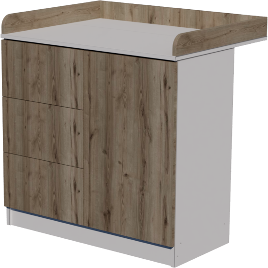 Peti changing table, size 90x40x85. White-chestnut color. Peti changing table, size 90x40x85. White-chestnut color.