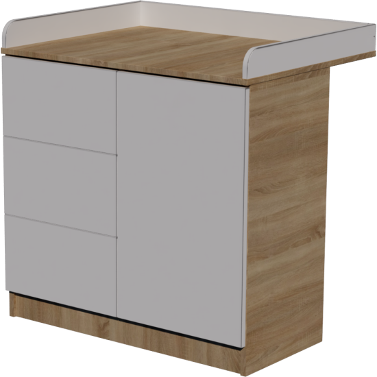 Peti changing table, size 90x40x85. Light sonoma-white color. Peti changing table, size 90x40x85. Light sonoma-white color.