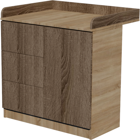 Peti changing table, size 90x40x85. Light sonoma-dark sonoma color. Peti changing table, size 90x40x85. Light sonoma-dark sonoma color.