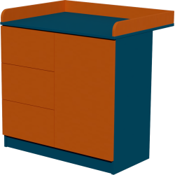 Peti changing table, size 90x40x85. Indigo and orange color. Peti changing table, size 90x40x85. Indigo and orange color.