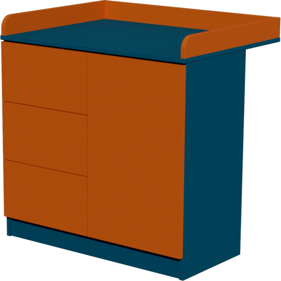 Peti changing table, size 90x40x85. Indigo and orange color. Peti changing table, size 90x40x85. Indigo and orange color.
