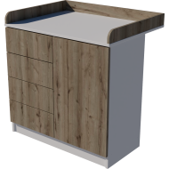 Tomi changing table, size 90x40x85. White-chestnut color.