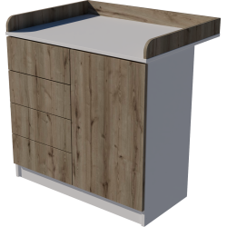 Tomi changing table, size 90x40x85. White-chestnut color. Tomi changing table, size 90x40x85. White-chestnut color.