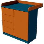 Tomi changing table, size 90x40x85. Indigo and orange.