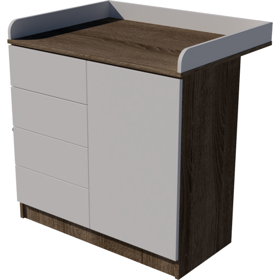 Tomi changing table, size 90x40x85. Dark sonoma-white color. Tomi changing table, size 90x40x85. Dark sonoma-white color.
