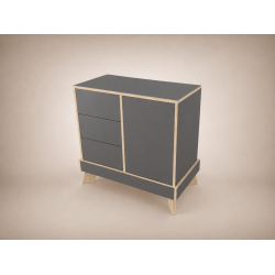 Tomi changing table in Anthracite, with Sonoma edging