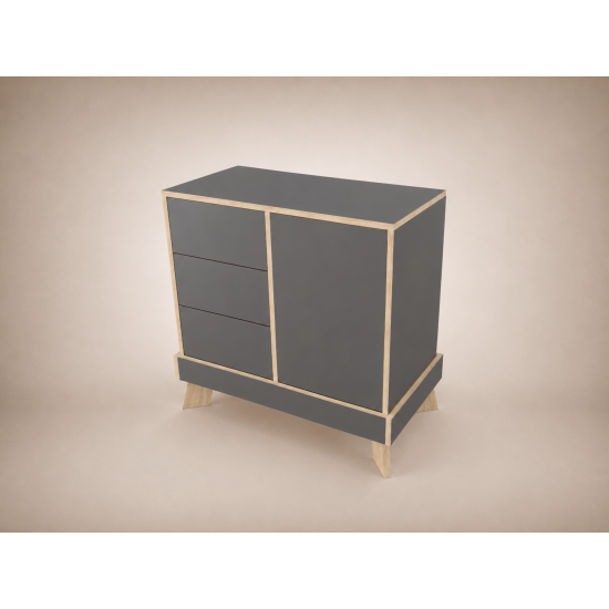 Tomi changing table in Anthracite, with Sonoma edging