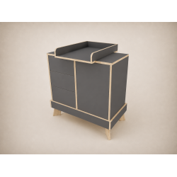 Tomi changing table in Anthracite, with Sonoma edging