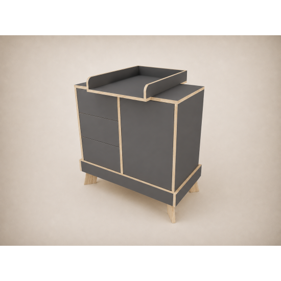 Tomi changing table in Anthracite, with Sonoma edging