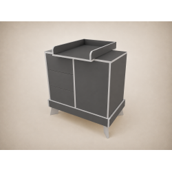 Tomi changing table in Anthracite, with light grey edging