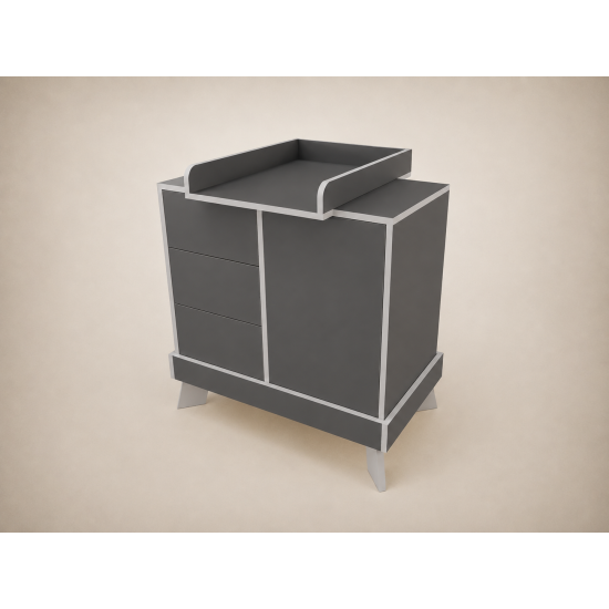 Tomi changing table in Anthracite, with light grey edging