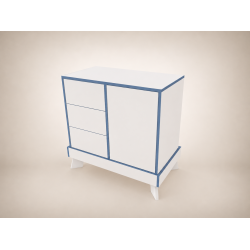 Tomi changing table in White, with blue edging