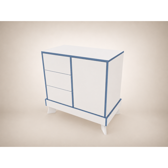 Tomi changing table in White, with blue edging