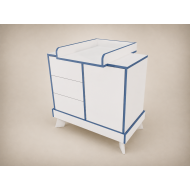 Tomi changing table in White, with blue edging