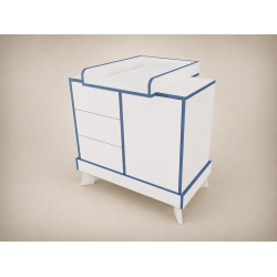 Tomi changing table in White, with blue edging