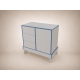 Tomi changing table in light grey, with blue edging